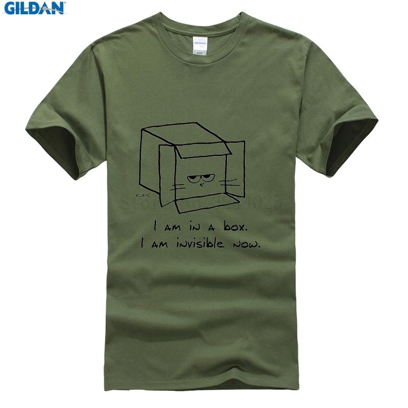 Gildan Kaos Ukuran Besar Kucing Pria T-shirt Desain Pakaian Kucing Marah Terlihat Di Kotak Lucu T Shirt Pria Katun-Intl