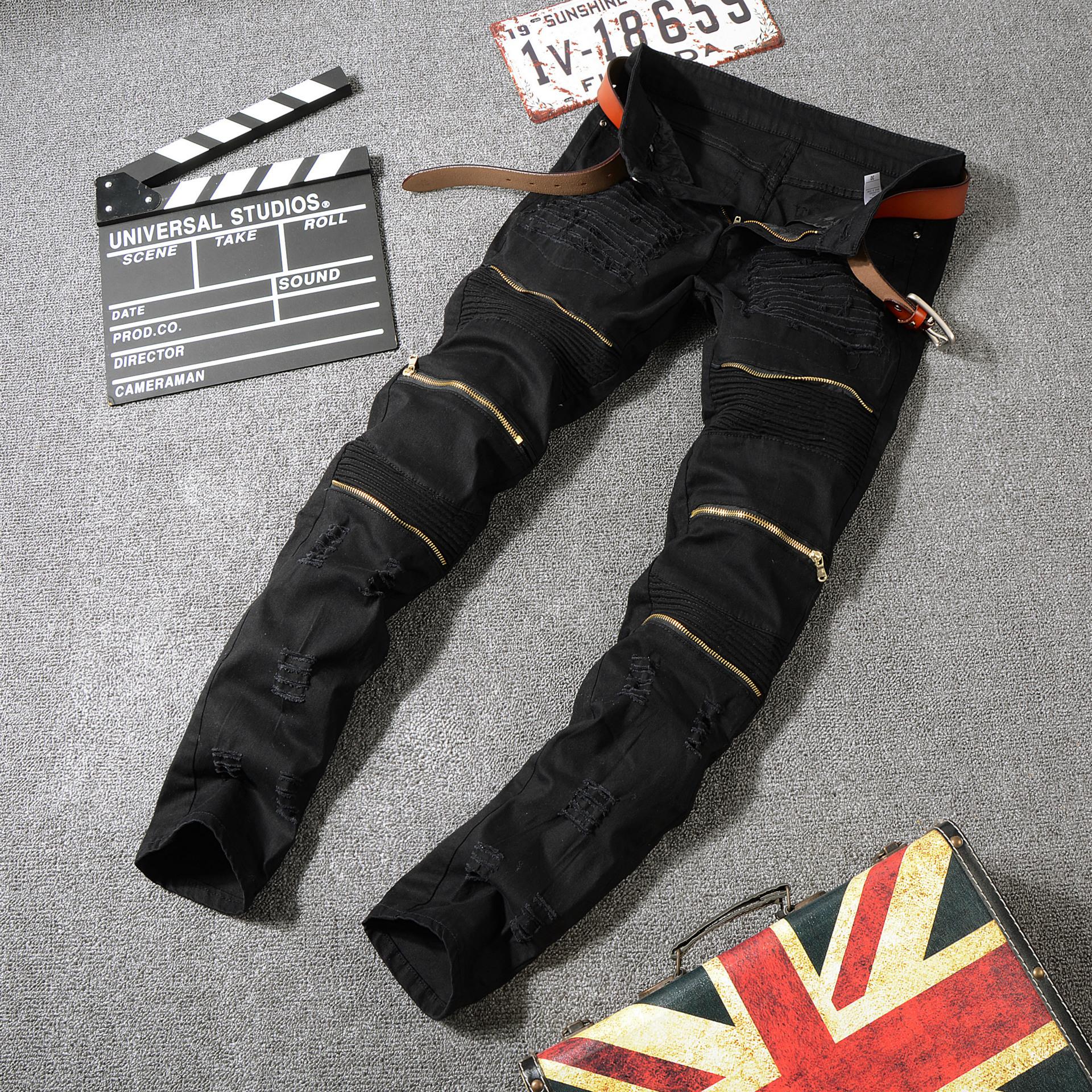 QEHO Brand Ripped Denim Pant Knee Hole Zipper Biker Jeans Men Slim Skinny Destroyed Torn Jean Pants Hip-Hop Swag- Blue - Intl September 2018 - 2 QEHO Brand Ripped Denim Pant Knee Hole Zipper Biker Jeans Men Slim Skinny Destroyed Torn Jean Pants Hip-Hop swag- Blue - intl - 2