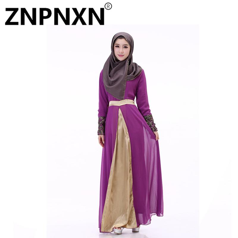 Znpnxn Baju Muslim Gaun dengan Sifon Muslim Jubah-Internasional