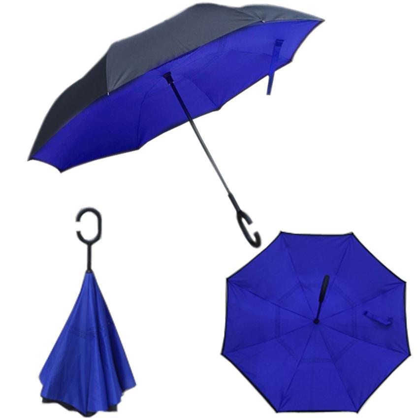 ร่มหุบกลับด้าน 2 ชั้น มือจับตัว C กันแดดuv Reverse Umbrella (dark Red) By Mommy&janny
