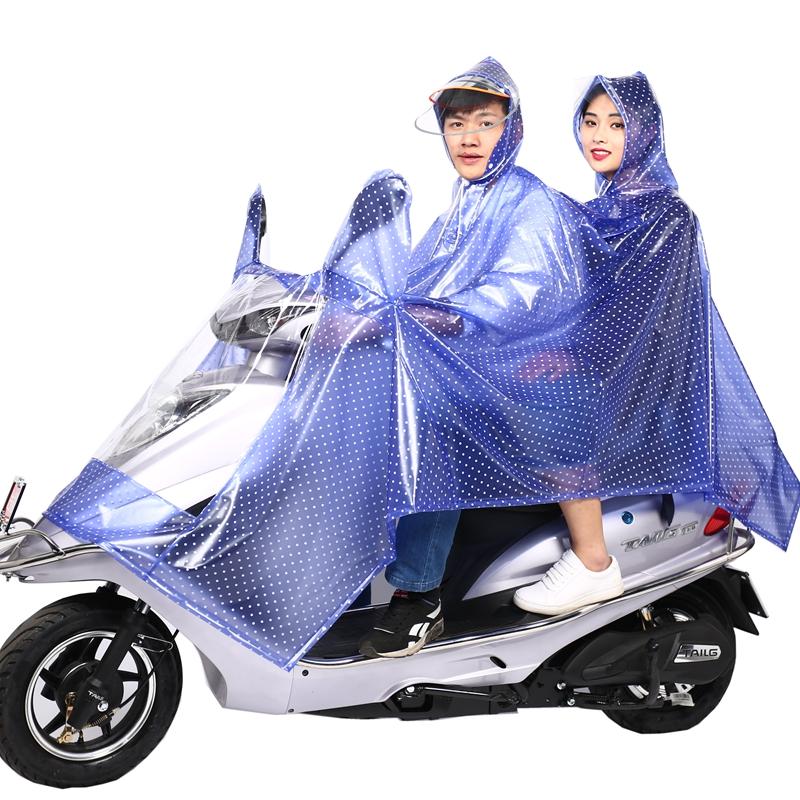 Tianhong Dua Orang Jas hujan wanita motor listrik ibu dan anak motor listrik Jas hujan topi besar Sepeda Listrik sepeda motor transparan Dewasa
