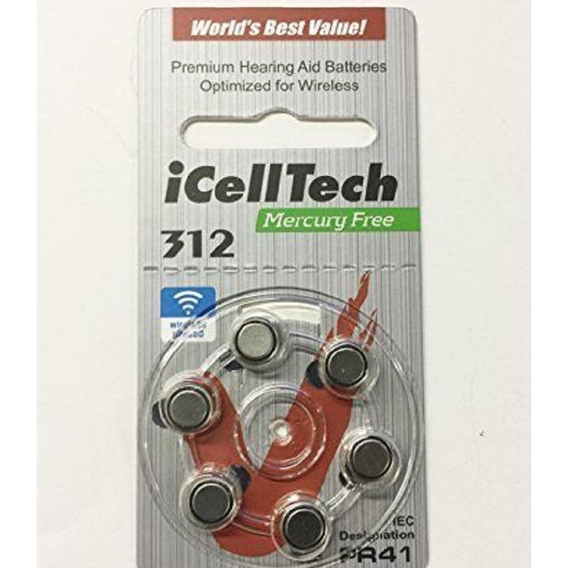 iCellTech ถ่านเครื่องช่วยฟัง เบอร์ 312 จำนวน 10 แผง (60 Batteries)