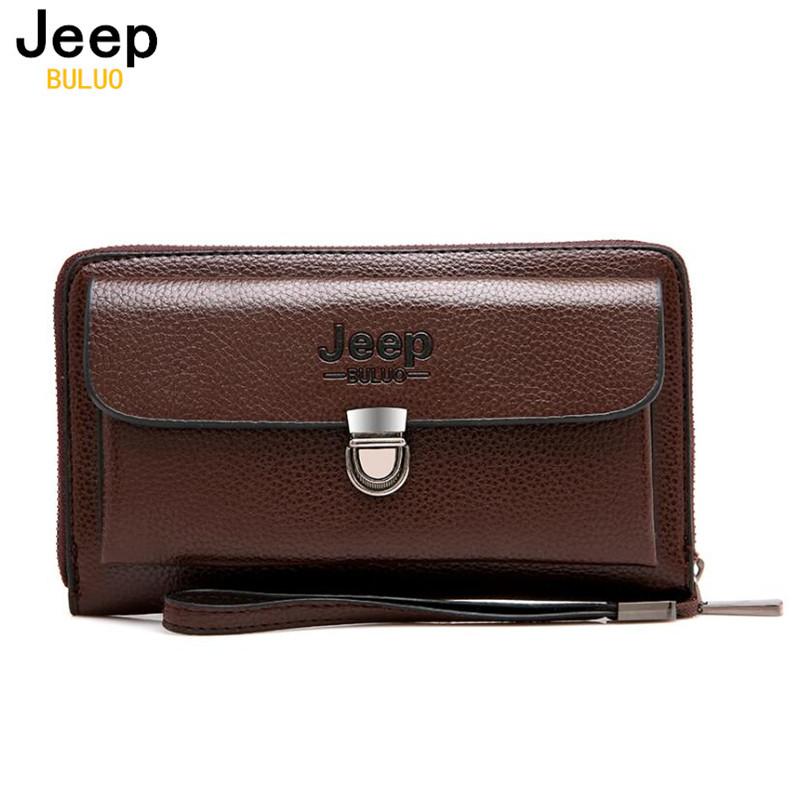 JEEP BULUO Men Wallets New Casual Clutch Purse PU Leather Long Design Handbag For Man