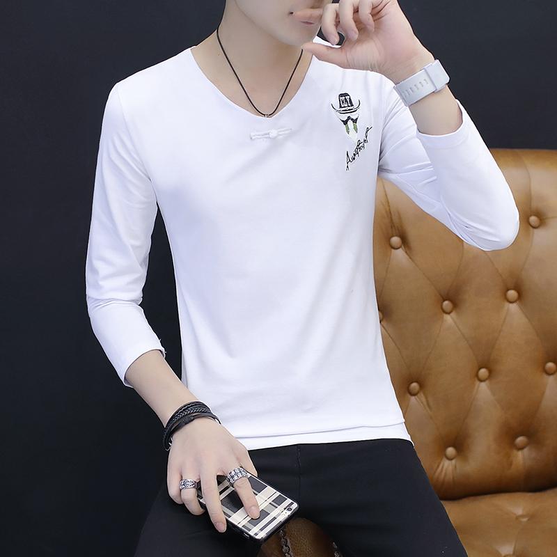 T-shirt Lengan Panjang Pria 2018 Musim Gugur Model Baru Kerah V Lengan Pendek Baju Dalaman Pakaian Pria Tren Kaos Gaya Korea Membentuk Tubuh Pakaian Januari 2019 - 3 T-shirt lengan panjang pria 2018 musim gugur model baru Kerah V Lengan Pendek Baju Dalaman pakaian pria Tren Kaos Gaya Korea membentuk tubuh pakaian - 3