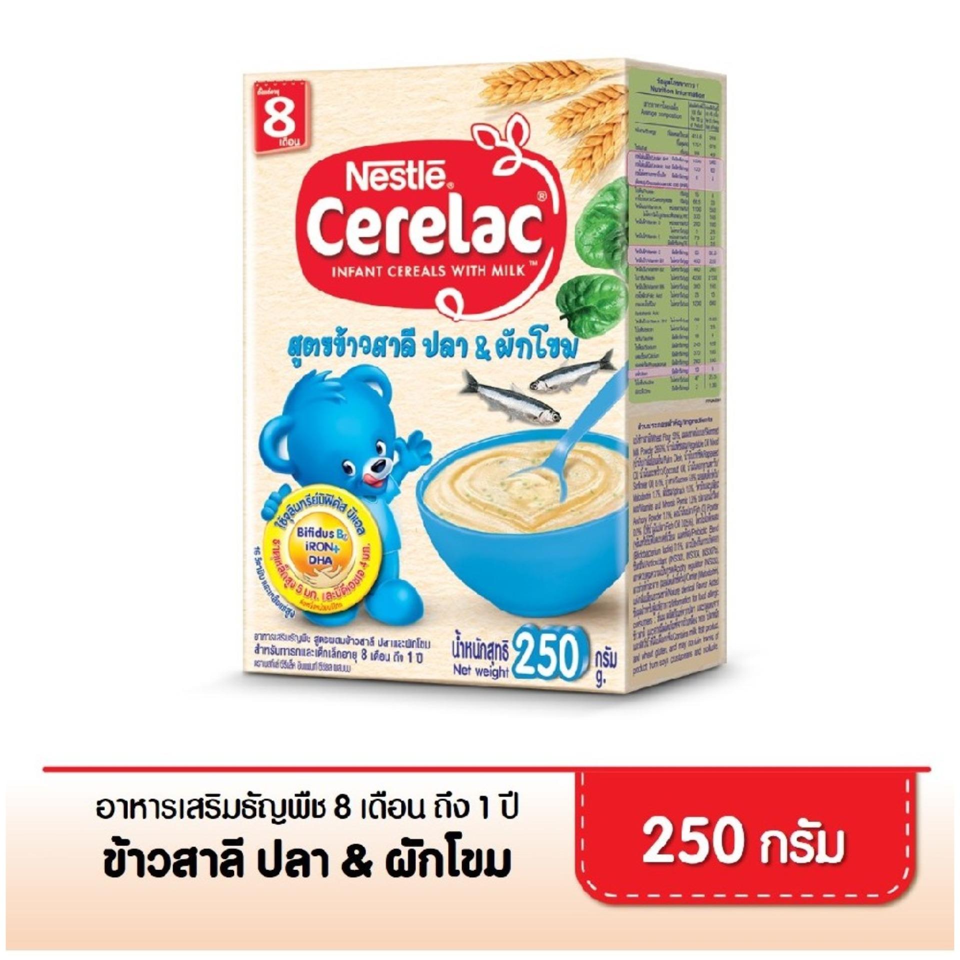 ซีรีแล็ค อาหารเสริมสำหรับเด็ก สูตรผสมปลาและผักโขม ขนาด 250 กรัม (1 กล่อง) By Lazada Retail Cerelac.