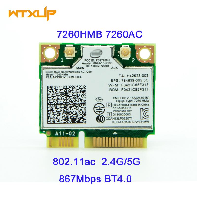 WTXUP Intel vPro/WI Dual Band Wireless 7260HMW Half Mini PCI-e WLAN WIFI+Bluetooth 4.0 2.4Ghz/5Ghz wifi network card 7260ac(Note: If there is [] in the name, [] is the value of this product, please note)
