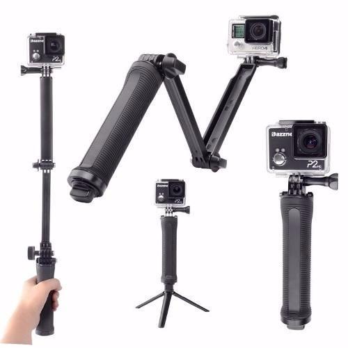 3 Way Multi function Folding Monopod Tripod Selfie Stick For Gopro Xiaomi SJcam