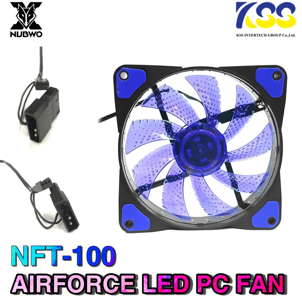 พัดลมเคส Nubwo Airforce NFT-100 120mm Fan Case พัดลมคอม ไฟLED ลมแรง NFT100  รับประกันของแท้