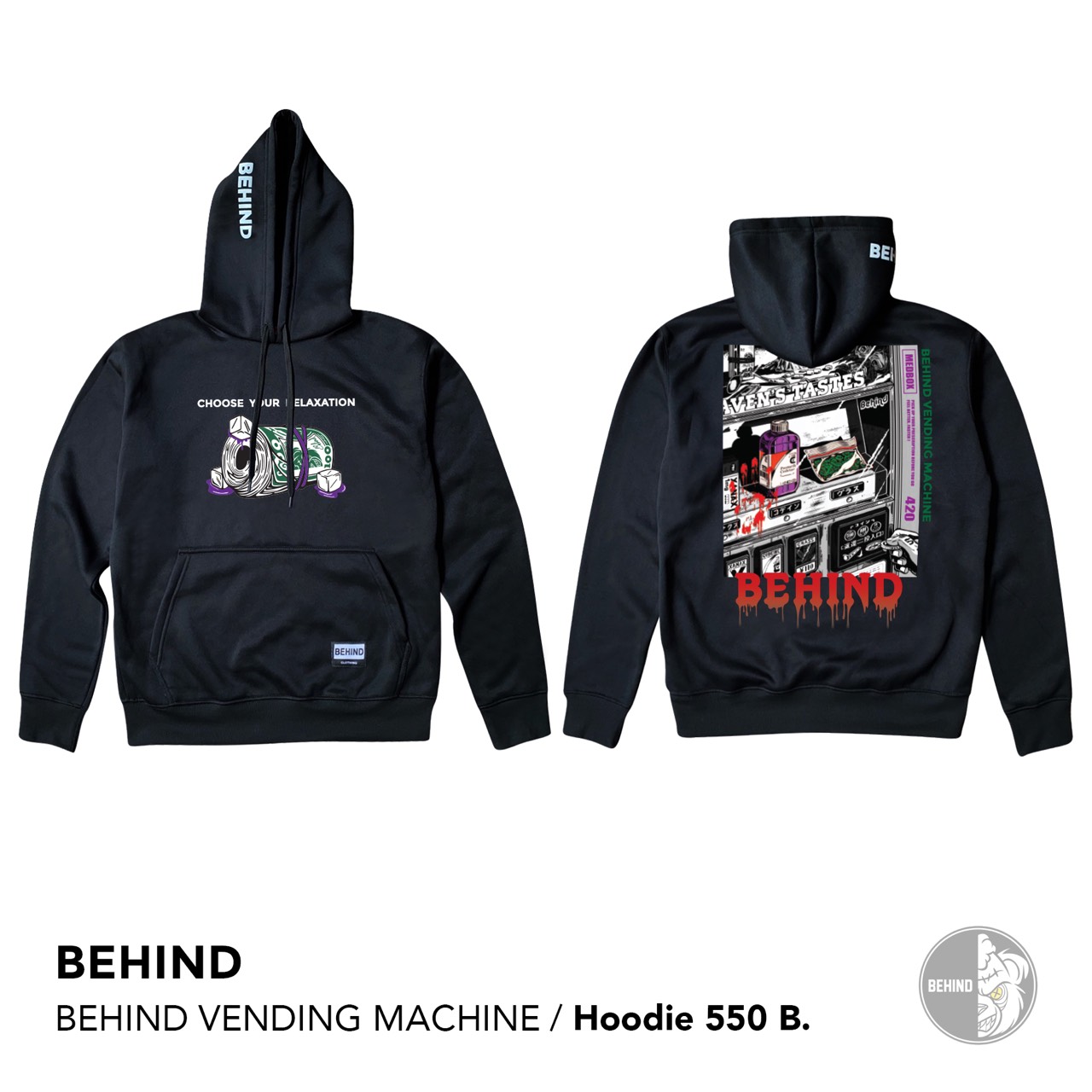 HOOD แบบสวม ผ้าสำลี แบรนด์ Behind ขนาด Free Size รอบอก 46 ยาว 28 นิ้ว