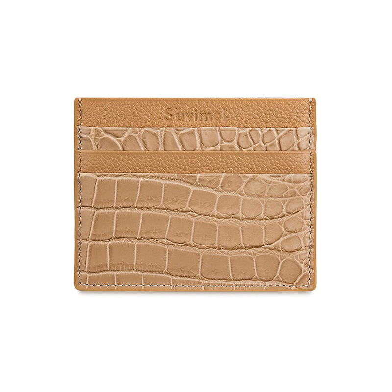 [S'UVIMOL] Card Holder - Sahara Beige CROCO ที่ใส่การ์ดหนังจระเข้สีเบจ ราคา 6,900 บาท*ส่งฟรี