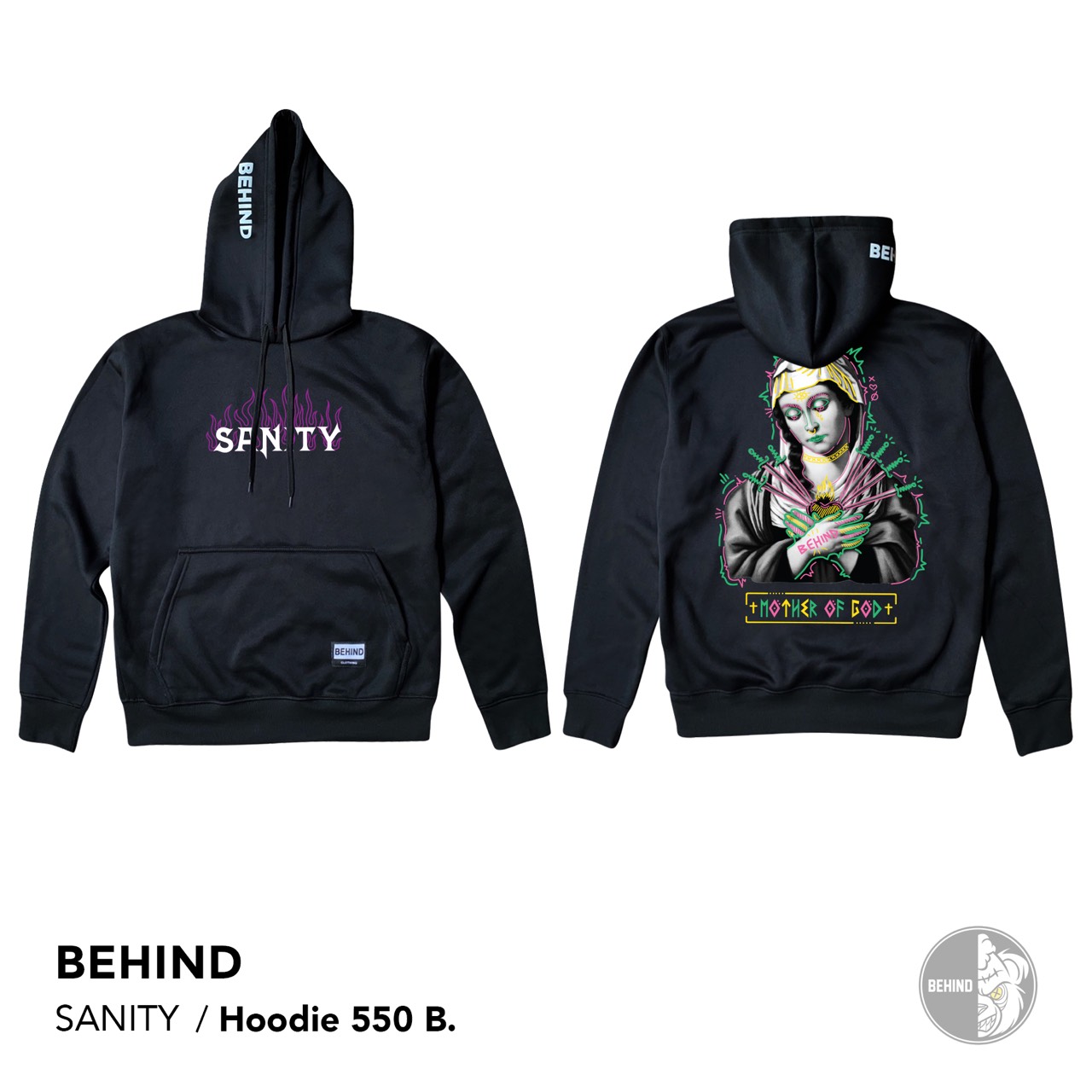 HOOD แบบสวม ผ้าสำลี แบรนด์ Behind ขนาด Free Size รอบอก 46 ยาว 28 นิ้ว