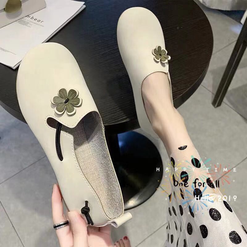 พร้อมส่ง!! TX41 รองเท้าแตะผู้หญิง รองเท้าเฟชั่น รองเท้าผ้าใบผู้หญิง รองเท้า Peas หญิง 2019 ฤดูใบไม้ร่วงดอกไม้ใหม่รองเท้า