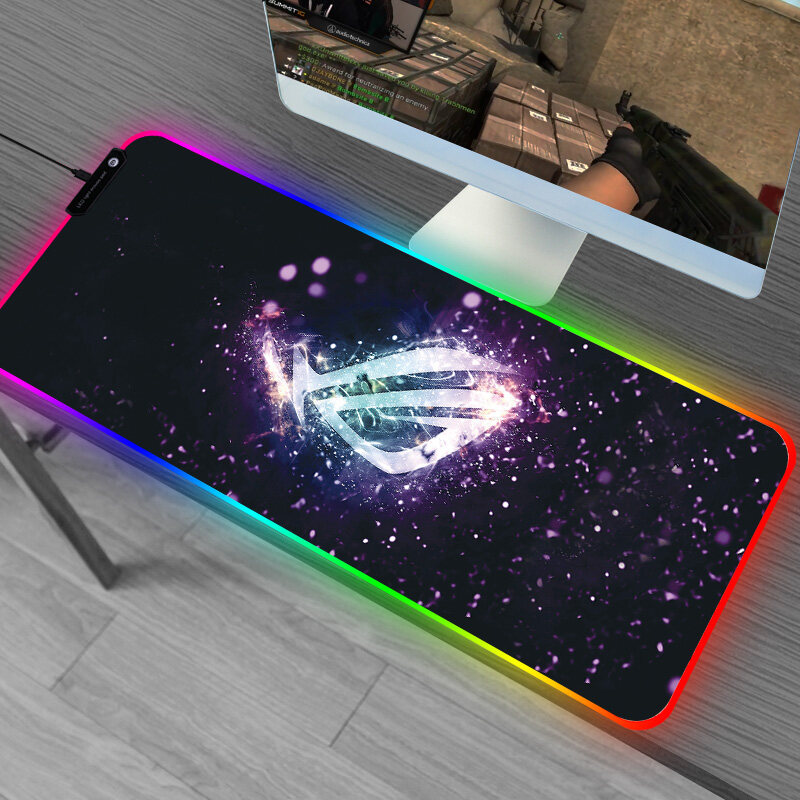 SOVAWIN แผ่นรองเมาส์ RGB แผ่นรองเมาส์สำหรับเล่นเกมดีไซน์มังกรแดง 800x300x4MM