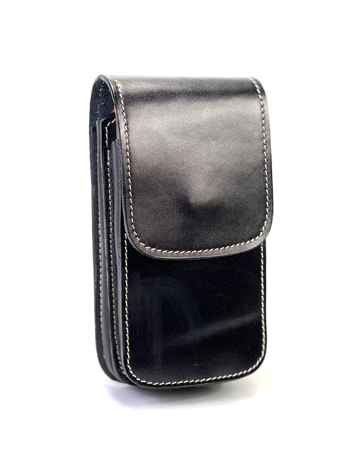 Chinatown Leather กระเป๋ามือถือหนังวัวแท้ร้อยเข็มขัด แนวตั้ง iphone 6-7-8 พลัสได้ 2 เครื่อง สีน้ำตาลเข้ม ดำ