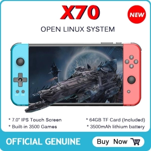 สินค้า ใหม่ เกมคอนโซล X70 หน้าจอขนาดใหญ่ 7.0 นิ้ว แบบพกพา HD playstation1 arcade รองรับ 2 เกมแพด