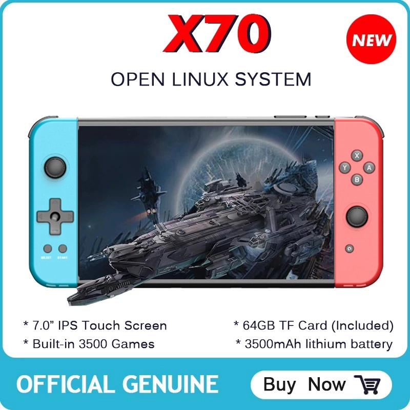 ภาพหน้าปกสินค้าใหม่ เกมคอนโซล X70 หน้าจอขนาดใหญ่ 7.0 นิ้ว แบบพกพา HD playstation1 arcade รองรับ 2 เกมแพด