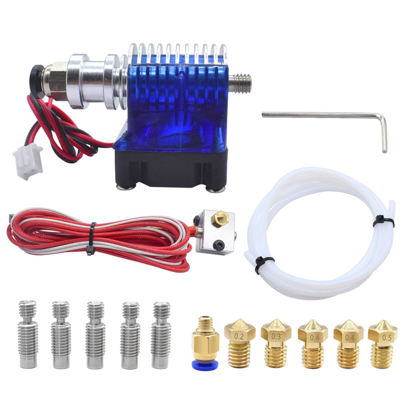 J Style Head Hotend Full Kit with 5 Pcs Extruder Print Head + 5 Pcs Nozzle Throat for E3D V6 Makerbo