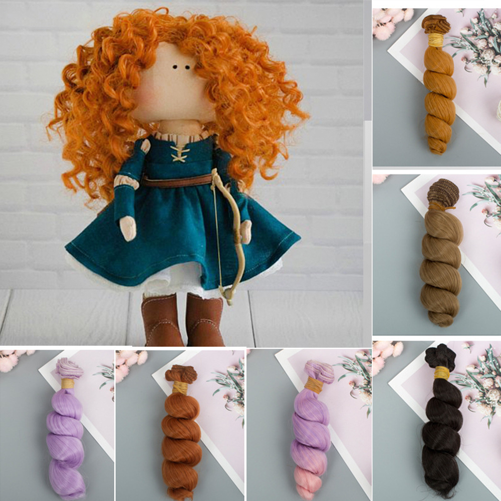 SEEDINGS 15100cm DIY Accessories Mini Tresses High-Temperature Curly Wigs Toy Toupee Doll Hair Screw Periwig