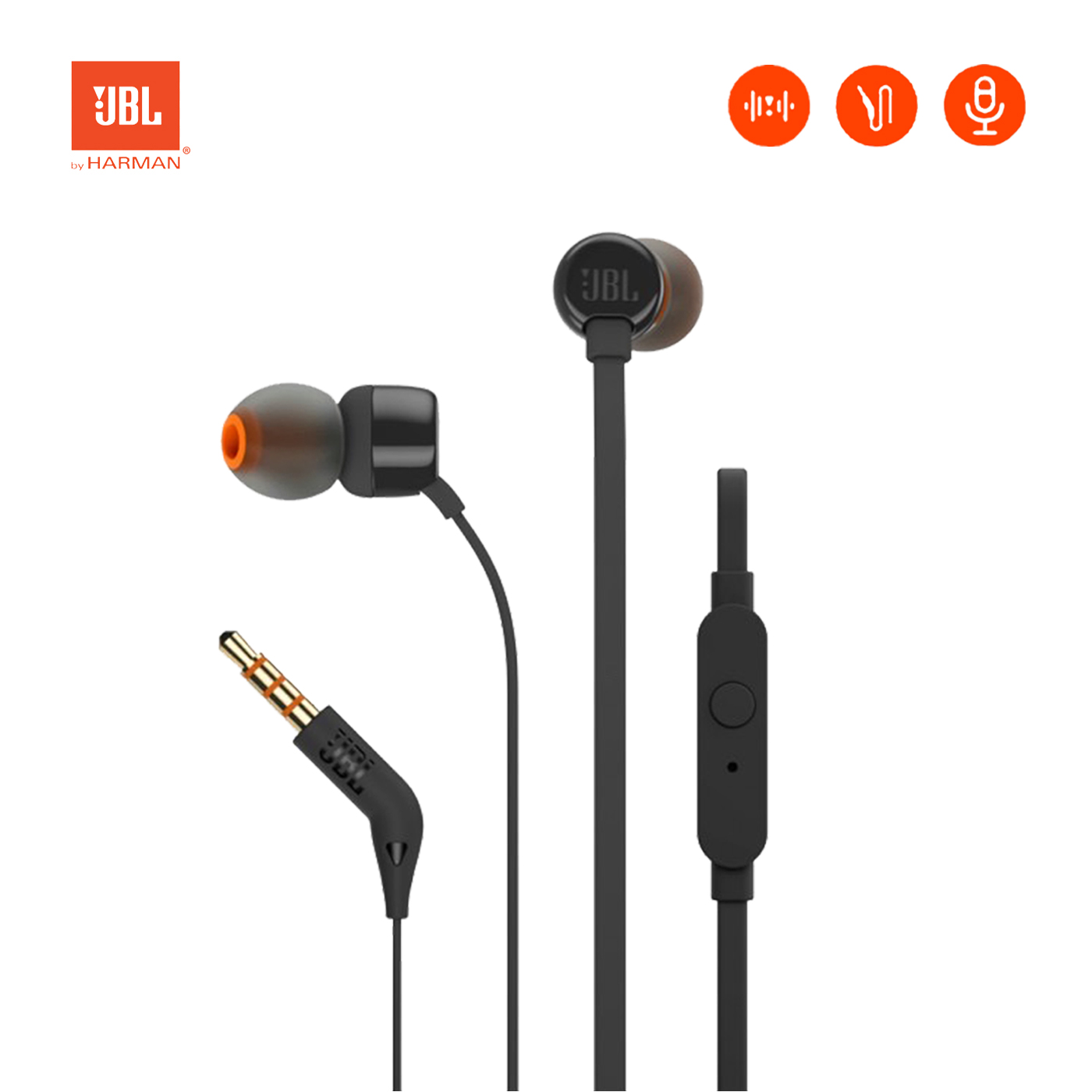 หูฟังอินเอียร์JBL T110 In-Ear Headphones With Mic Tune 110 พร้อมไมโครโฟน มีปุ่มควบคุมการคุยโทรศัพท์ ชุดหูฟังเสียง