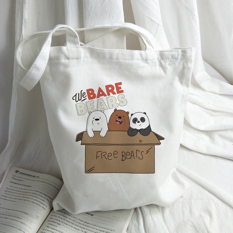 กระเป๋าผ้า ลายการ์ตูน We Bare Bears สำหรับใส่สิ่งของ