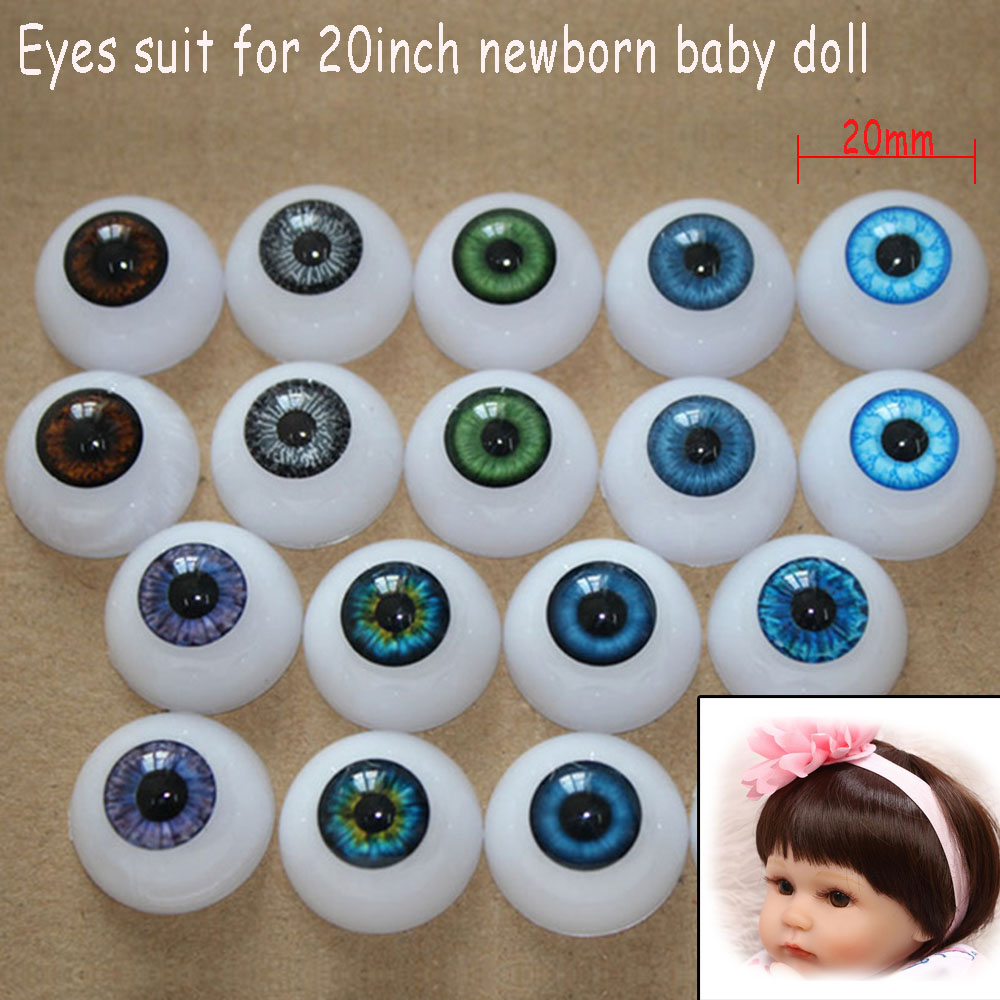 YIJIAN1984918 1pair 20MM Funny Real Like Blue Brown Black Accessories Realistic Dolls Eyes Half Round Hollow Eyeballs 20inch new Baby