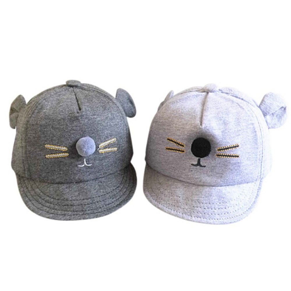 HISTO เด็กน่ารักน่ารักฤดูร้อนผ้าฝ้ายเด็กแมวหมวกเบสบอลหูเล็กๆน้อยๆหมวกบังแดดหมวก