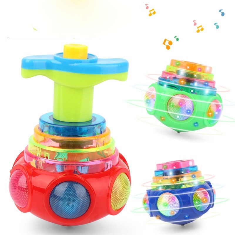 New Bagged round Luminous Toy Light Music Rotating Gyro Random Color One