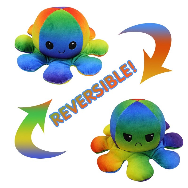 ตุ๊กตาปลาหมึก Reversible Flip octopus ตุ๊กตา ของเล่นของขวัญเด็ก พลิกกลับด้านปลาหมึก ตุ๊กตาสัตว์น่ารัก 4.8 HOT WAVE