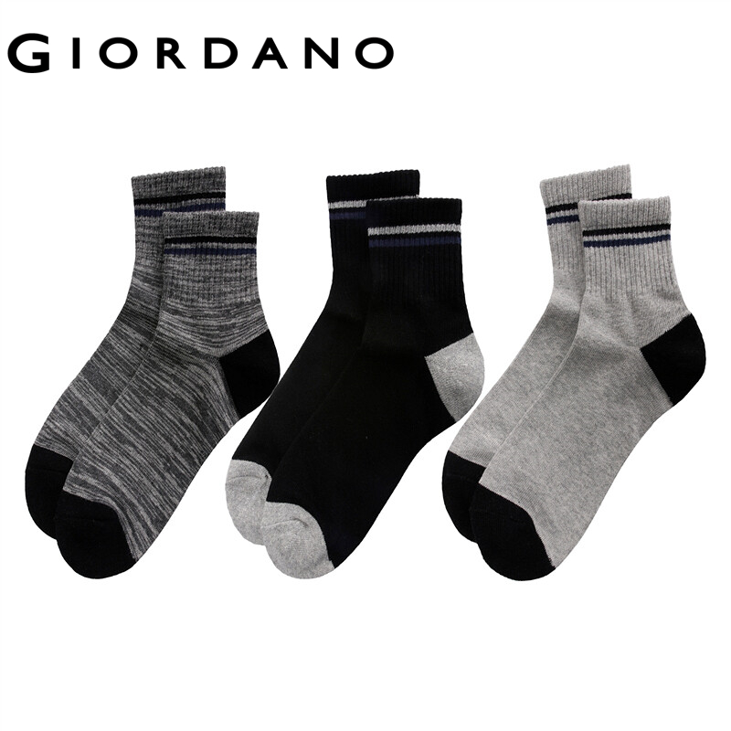 Giordano ถุงเท้าหุ้มข้อ หลายสี เข้าได้กับทุกชุด ดูลุคสุภาพบุรุษ จำนวน 3 คู่ Free Shipping 01152611