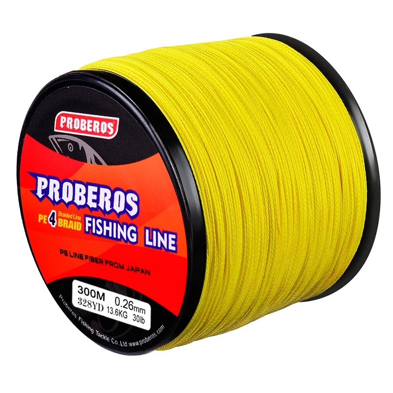 (ส่งไว ราคาส่ง) 300 เมตร สาย PE ถัก 4 สีเหลือง เหนียว ทน ยาว -  [ Nuna mall ] Fishing line wire Proberos Pro Beros