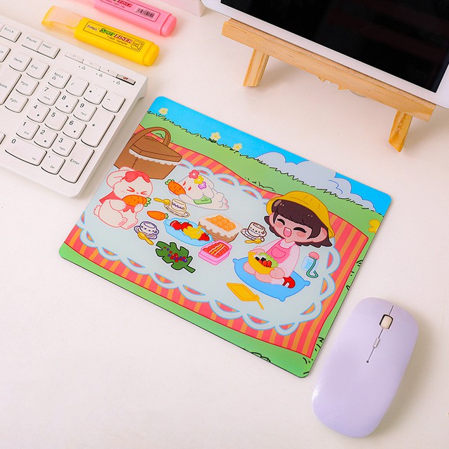 ☏♣  [พร้อมส่ง ] แผ่นรองเม้าส์ Mouse pad สี่เหลี่ยม รูปลายการ์ตูนน่ารัก สดใส ขนาด 24x26cm