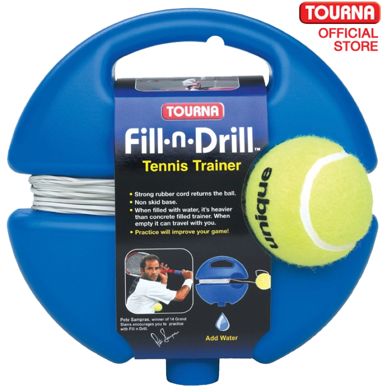 ภาพหน้าปกสินค้าTOURNA FILL n DRILL Tennis Trainers ลูกเทนนิสพร้อมฐานถ่วงใส่น้ำ สีฟ้า สำหรับฝึกซ้อม ฝึกหัด 1 ชุด