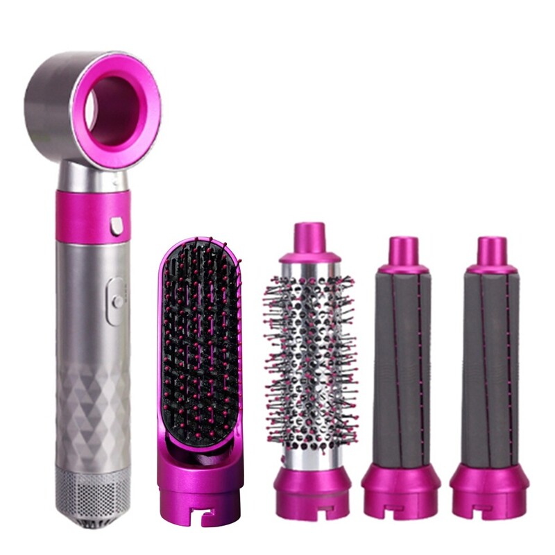 5 in 1 Electric Hair Dryer Straightening Brush Curling Iron Detachable