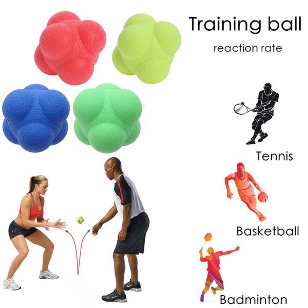 HUE3156 Interactive ความเร็วกีฬาฟิตเนสการประสานซิลิโคนบอลหกเหลี่ยม Reaction Ball Training Ball ลูกบอลออกกำลังกาย