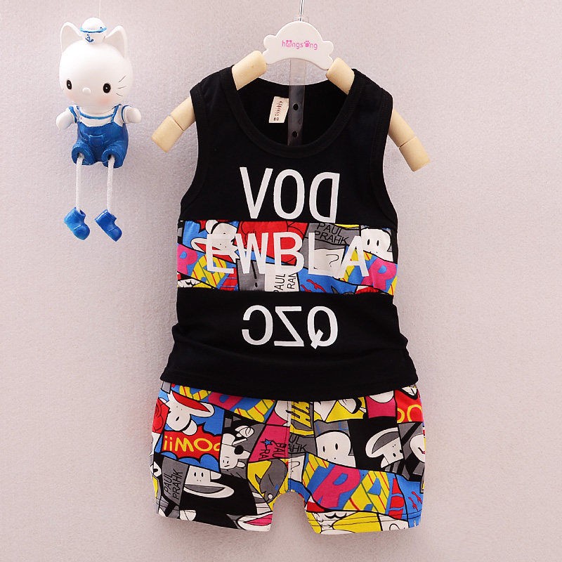 พร้อมส่ง เสื้อกล้ามเด็กและกางเกงขาสั้นสำหรับเด็กในช่วงฤดูร้อน