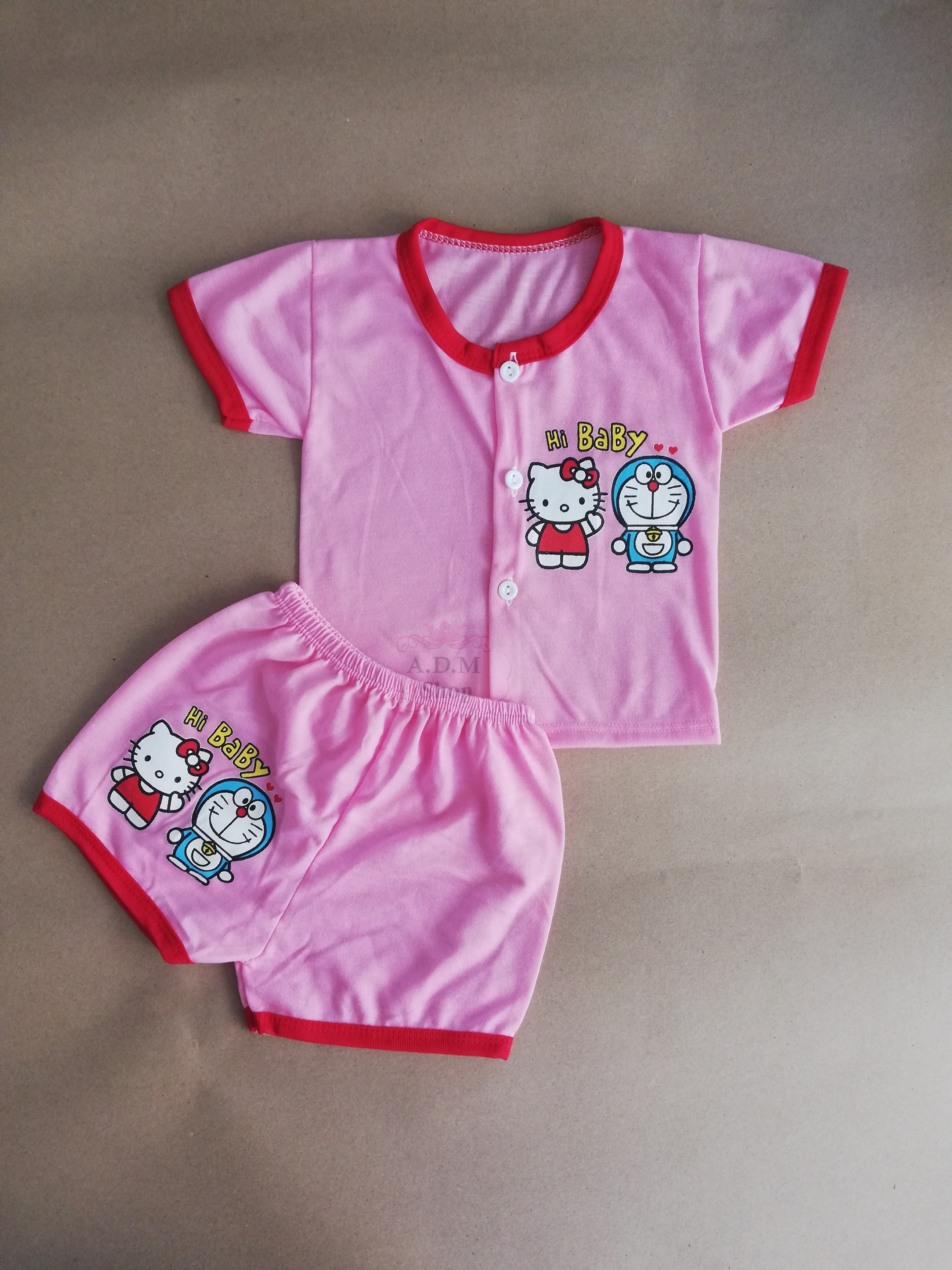 เสื้อผ้าเด็กแรกเกิด ชุดเด็กแรกเกิด ชุดเด็กทารก เสื้อแขนสั้นกระดุมหน้า+กางเกง  ไซส์ SS (แรกเกิด - 4เดือน)