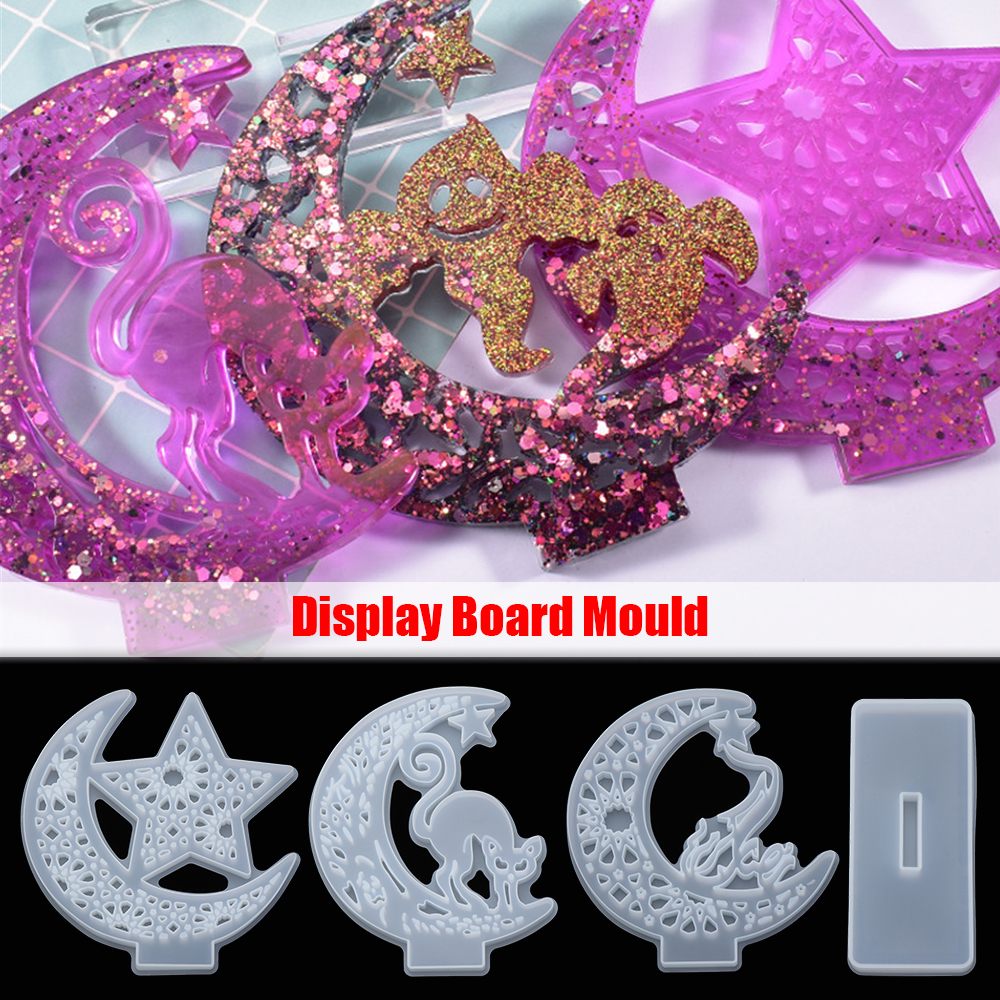 LONGZHU1 New Display Board Home Decoration Pentagram Silicone Mould Jewelry Making Tool Resin Mold Moon Ornament