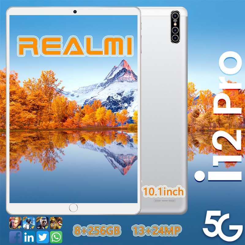 Realmi Thailand Store ? 10.1 inch Tablet PC แท็บเล็ตพีซี 10.1 นิ้ว แท็บเล็ต Android9.0 รองรับการโทรผ่าน 4G รูปลักษณ์ที่เรียบง่ายและมีสไตล์（ Ram8GB + Rom256GB） รองรับ 2 ซิม เล่นเน็ต + โทรออกได้ สาย USB OTG และชุดอุปกรณ์ครบเซ็ต รับประกัน1ปี❗ ส่งจากไทย