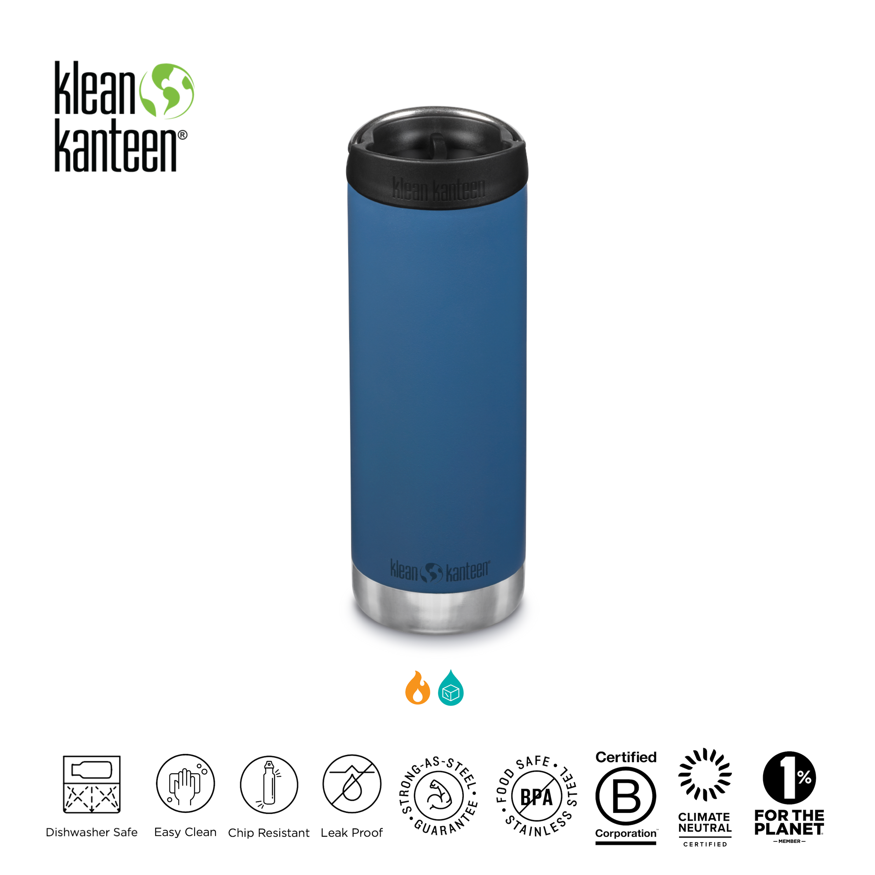 Klean Kanteen Insulated Bottles TKWide-2021 16oz with Cafe Cap