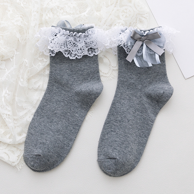 ถุงเท้าแต่งขอบผ้าลูกไม้ แฟชั่นสไตล์ญี่ปุ่น สำหรับผู้หญิง