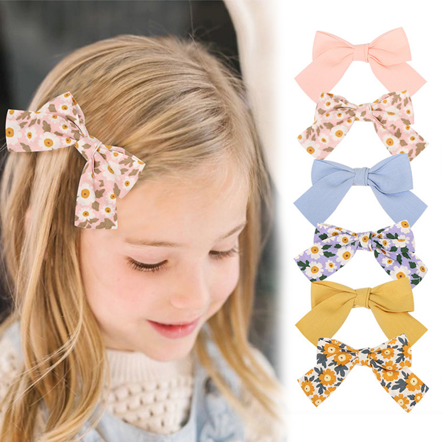 SIKONG Fashion Bowknot Floral Bow Children Side Bangs Clip Hairpin Headwear Kids Headdress