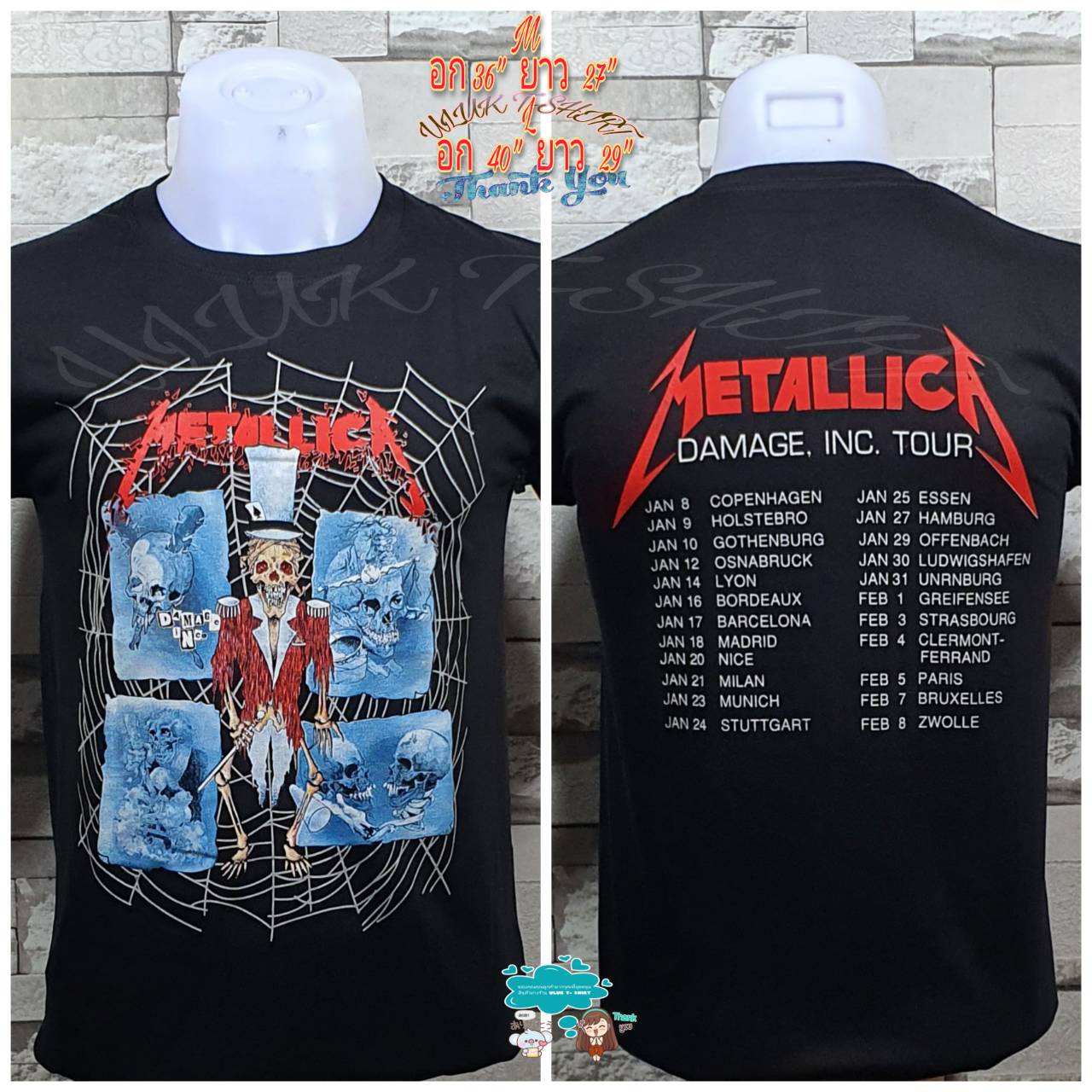 เสื้อคอกลม วงดนตรี Metallica เมทัลลิก้า วงร๊อค วินเทจ