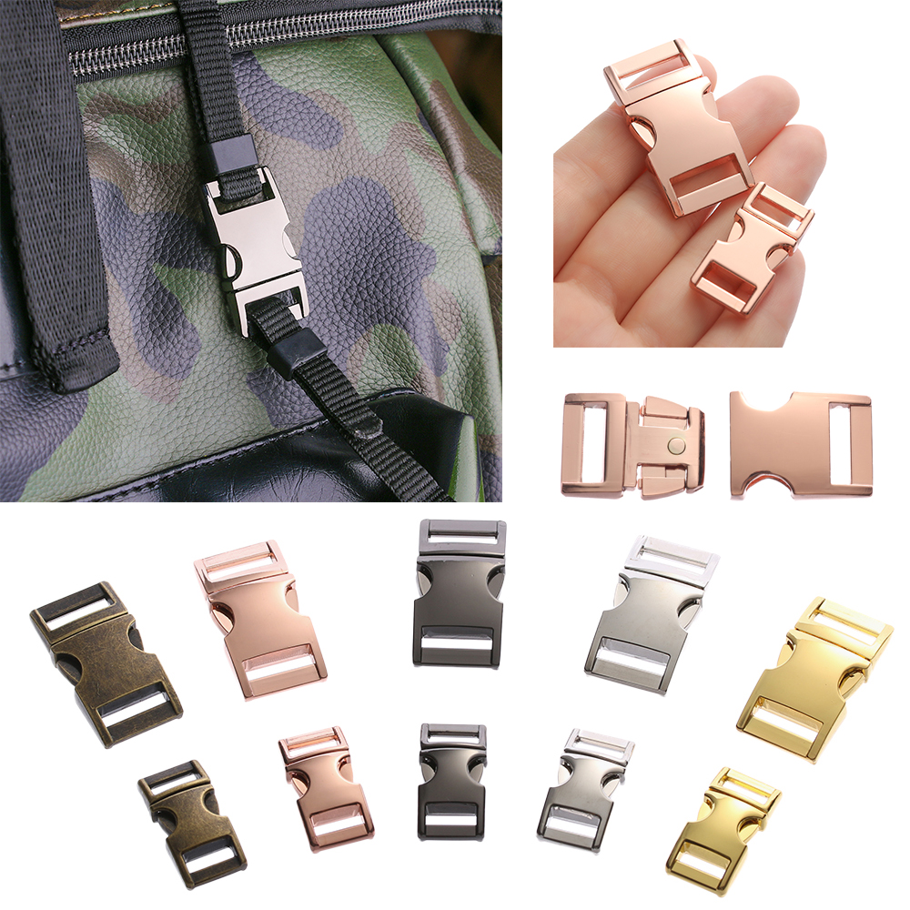 GUO 1pc 5 colors Adjustable Outdoor Camping Metal Curved Side Release Buckles Backpack Bags Accessories Pets Collar Webbing Hardware Part