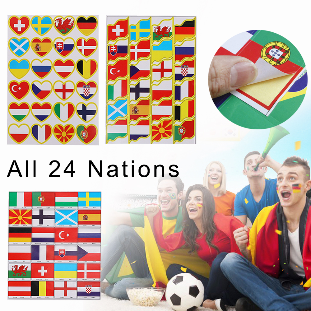 JIYAN2866 Fashion Game Waterproof Cheer 2021 Euro Footballs Stickers Country Flag Sticker Europe Championships World Cup