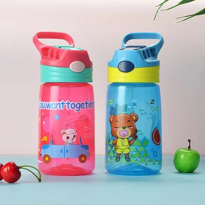 4 Colors Baby Bottle Infant Newborn Cup Children Learn Feeding Drinking Bottle Kids Straw Juice Water Bottles 450ML (3)