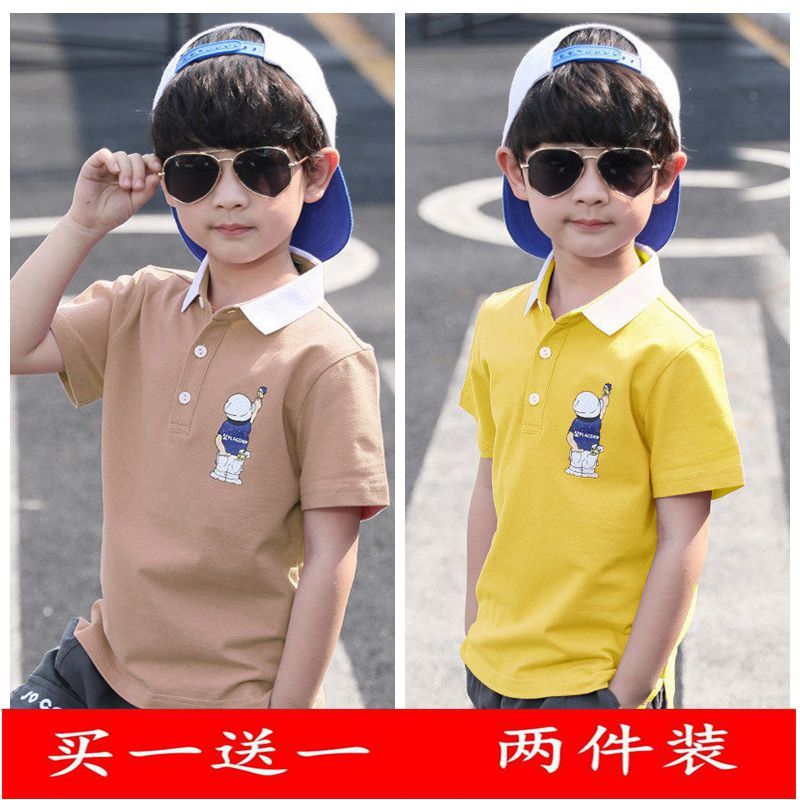 เสื้อผ้าเด็กผ้าฝ้ายฤดูร้อนเด็กชายแขนสั้นpoloเสื้อคอปกเด็กใหญ่Tเสื้อยืดผู้ชายเกาหลี6784-13-ปี-เก่า