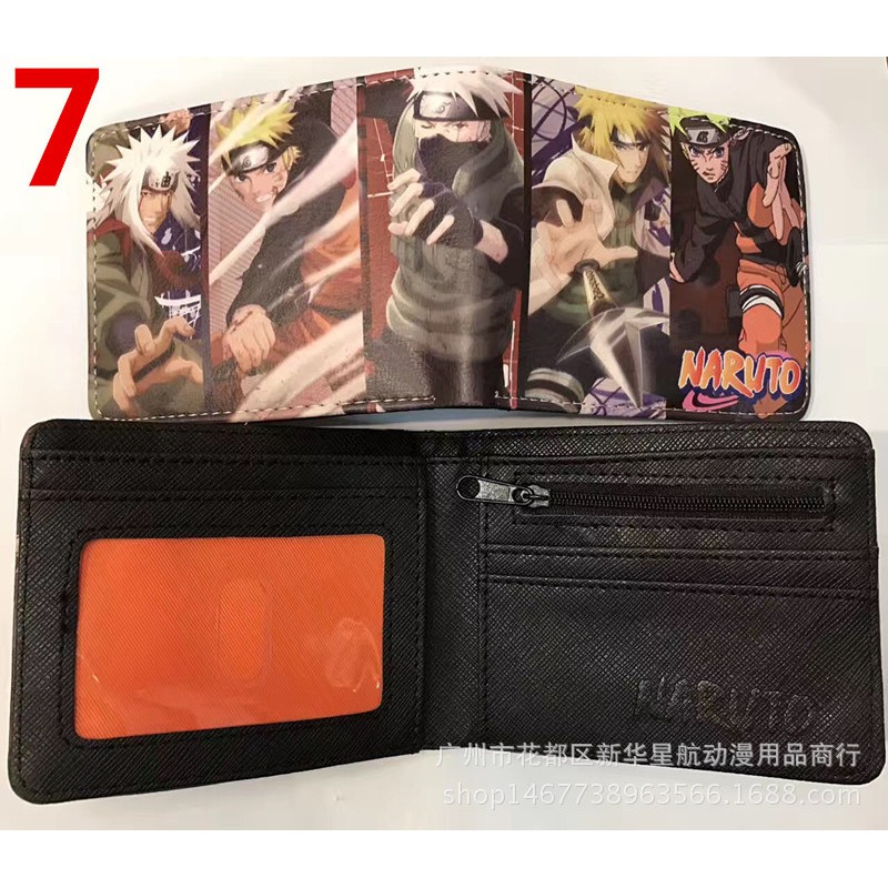 YICO 13 Styles Naruto Short Two-Fold PU Leather Wallent กระเป๋าสตางค์หนัง PU ลายการ์ตูน