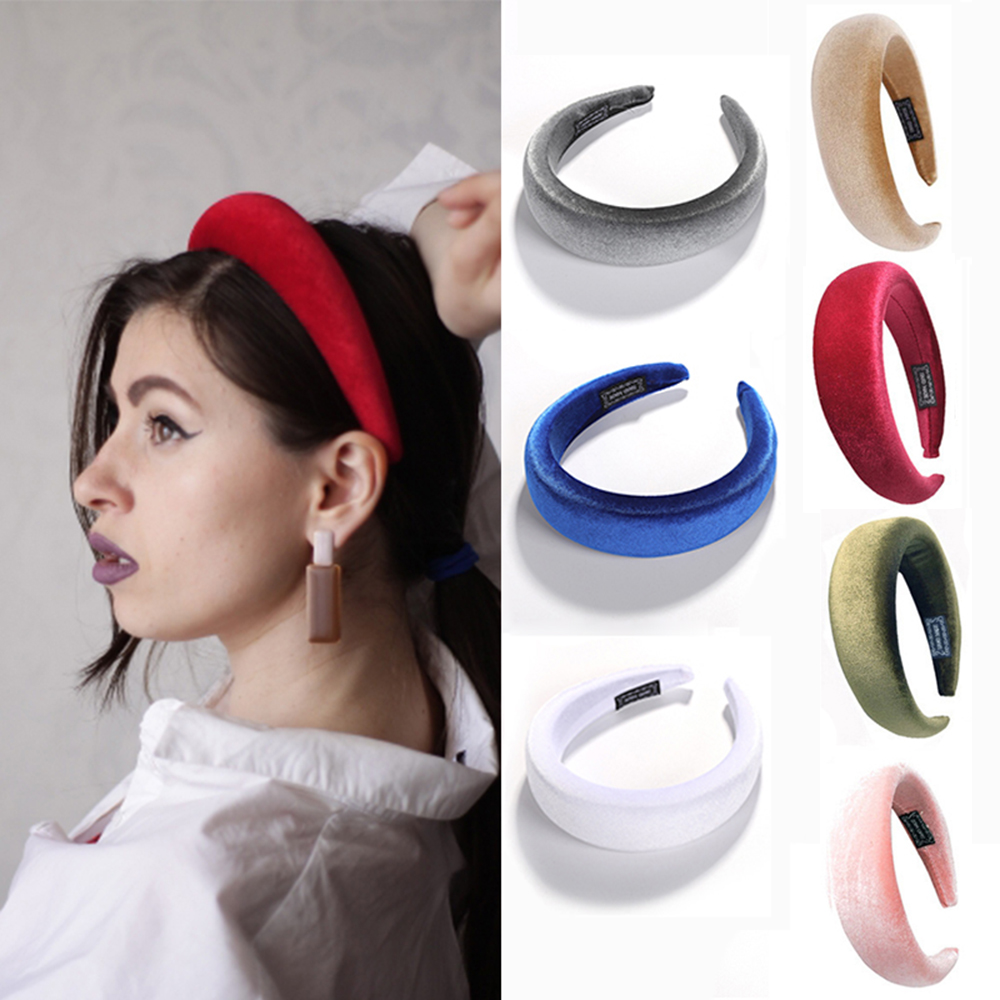 JIAWEIS พลาสติกเครื่องประดับผมหนากำมะหยี่แถบคาดศีรษะคาดศีรษะ Headwear กว้าง Hairbands