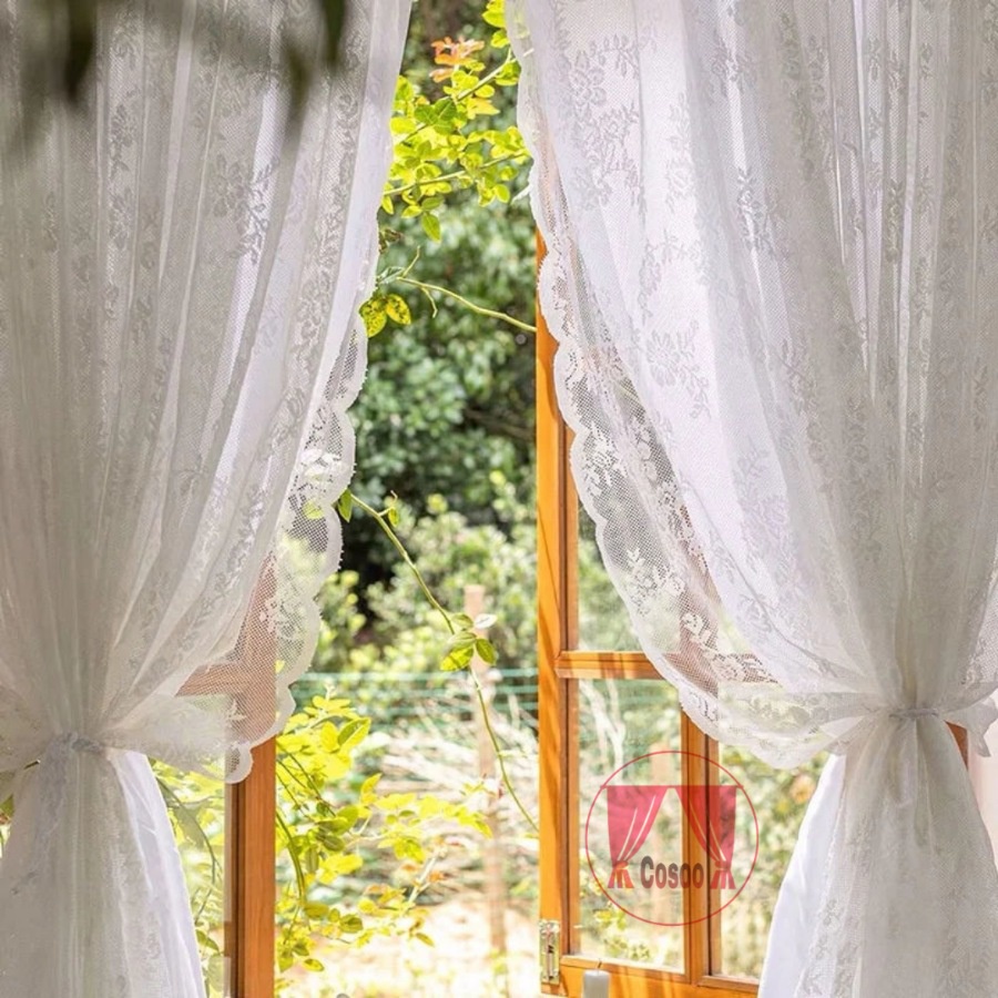 เลือกซื้อ ผ้าม่าน ม่านสีขาว ผ้าม่านหน้าต่าง ม่านโปร่งแสงสีขาว ม่านประตูสีขาว ผ้าม่านตีนตุ๊กแก ลายดอกไม้ ราคาพิเศษ มีเก็บเงินปลายทาง