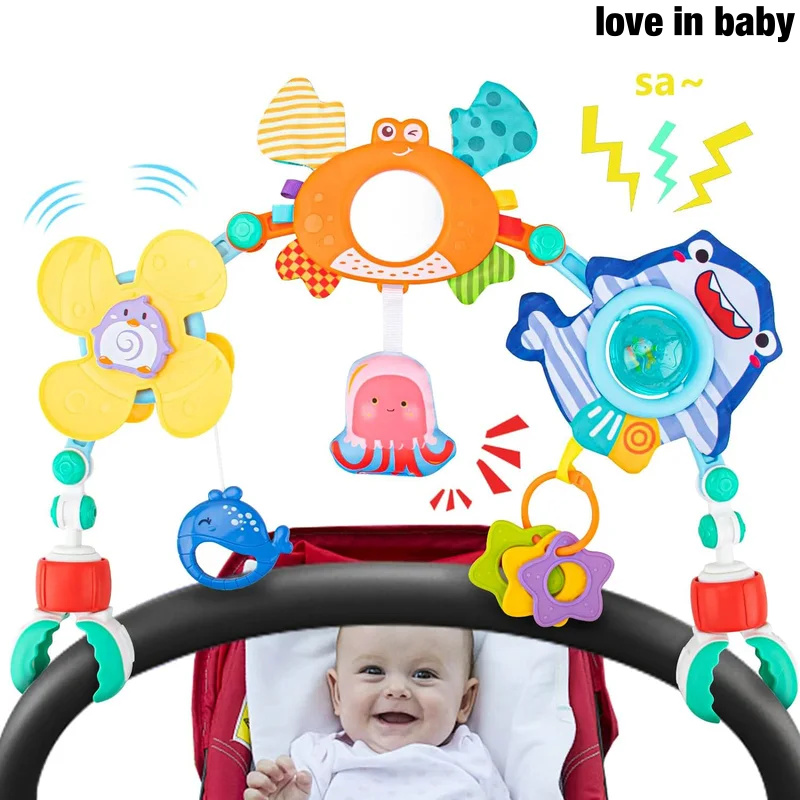 Love In Baby Baby Stroller Arch Toys Bouncer Toy Pram Activity Arch Toys Fine Motor Skills Toys Sensory Development Arch Baby Car Seat Toys